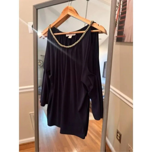 Michael Kors Dolman Cold Shoulder Top Size Small Chain Link - Picture 1 of 3